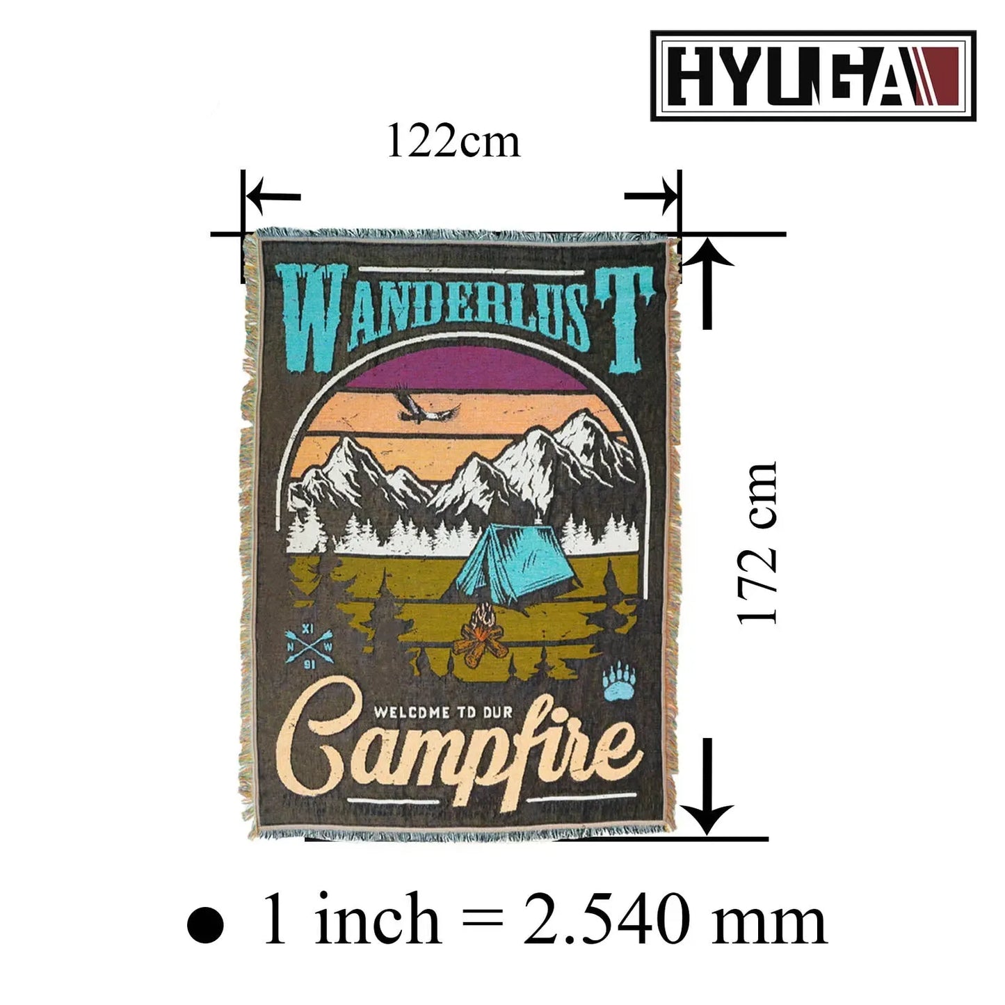 HYUGA Extra Large Camping Blanket (68"x48")- Camping Rug, Beach Blanket, Picnic Blanket, Outdoor Blanket, Bed Sofa Couch