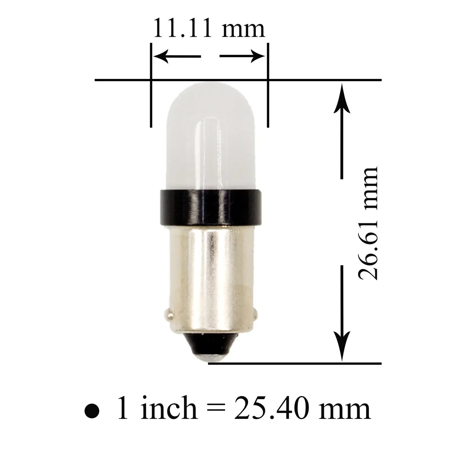 10x LED Retro Bayonet Frosted Arcade Pinball Machine Light Bulb 2SMD BA9S #44 #47 6.3V AC / DC Top View