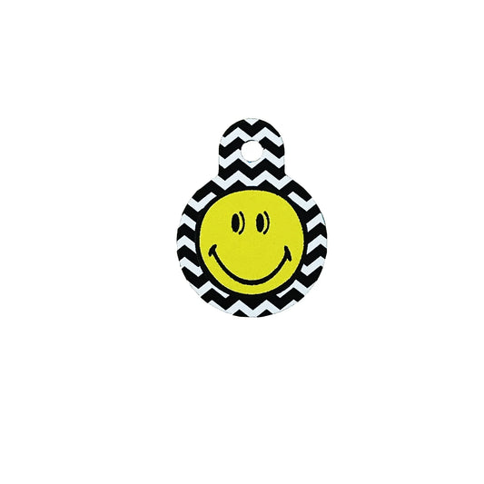 Smiley Face Zigzag Pet ID Tag Small Circle
