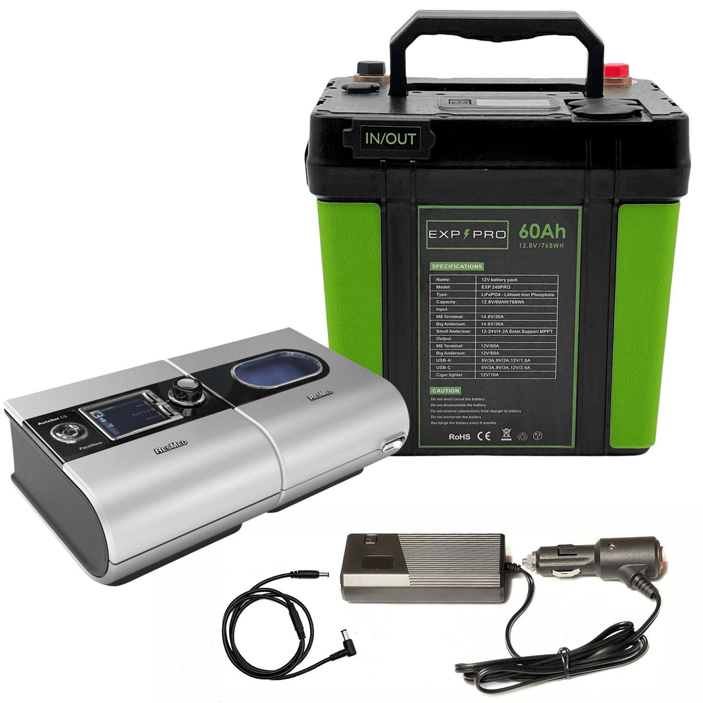 EXP240PRO CPAP Battery with DC Cord | Portable Solar Rechargeable LiFePO4 Battery - Solar Power Lifestyle - Little Red General Store