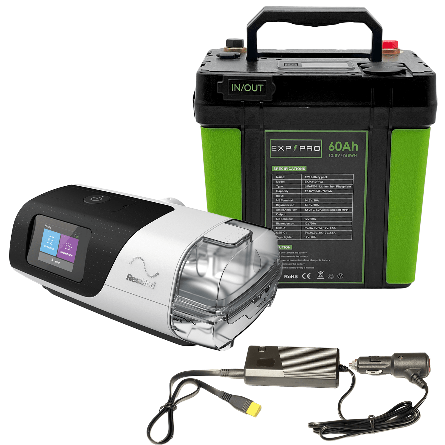 EXP240PRO CPAP Battery with DC Cord | Portable Solar Rechargeable LiFePO4 Battery - Solar Power Lifestyle - Little Red General Store
