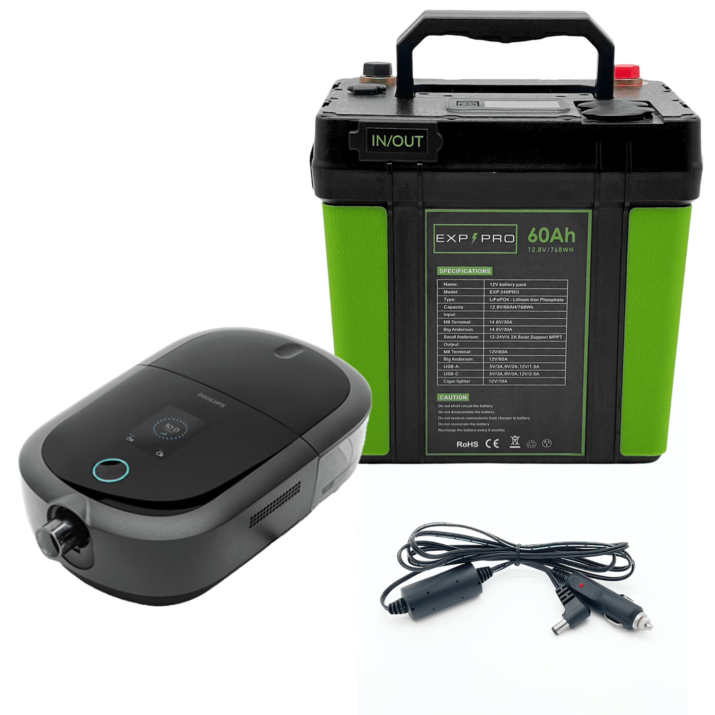 EXP240PRO CPAP Battery with DC Cord | Portable Solar Rechargeable LiFePO4 Battery - Solar Power Lifestyle - Little Red General Store