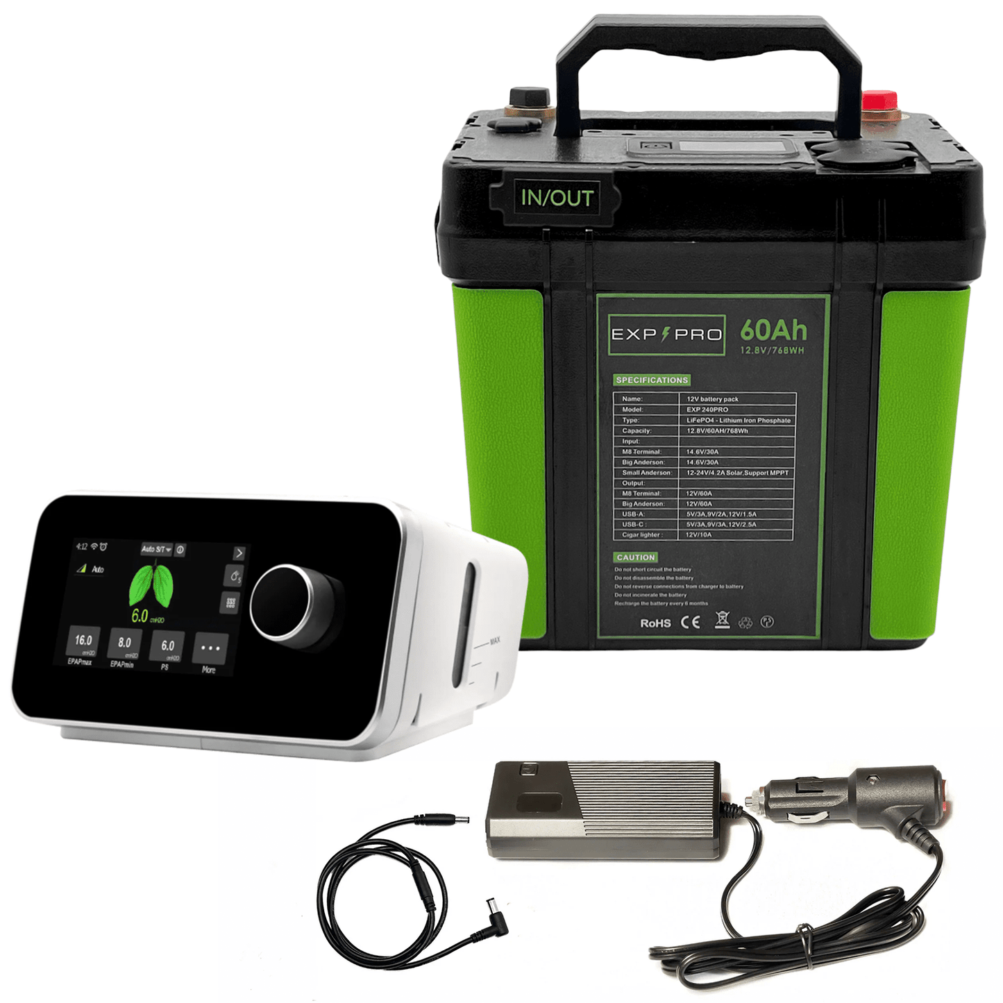 EXP240PRO CPAP Battery with DC Cord | Portable Solar Rechargeable LiFePO4 Battery - Solar Power Lifestyle - Little Red General Store
