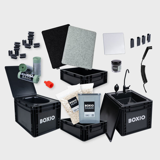 BOXIO SANITARY | All - In - One Camping Bathroom Bundle - Solar Power Lifestyle - Little Red General Store