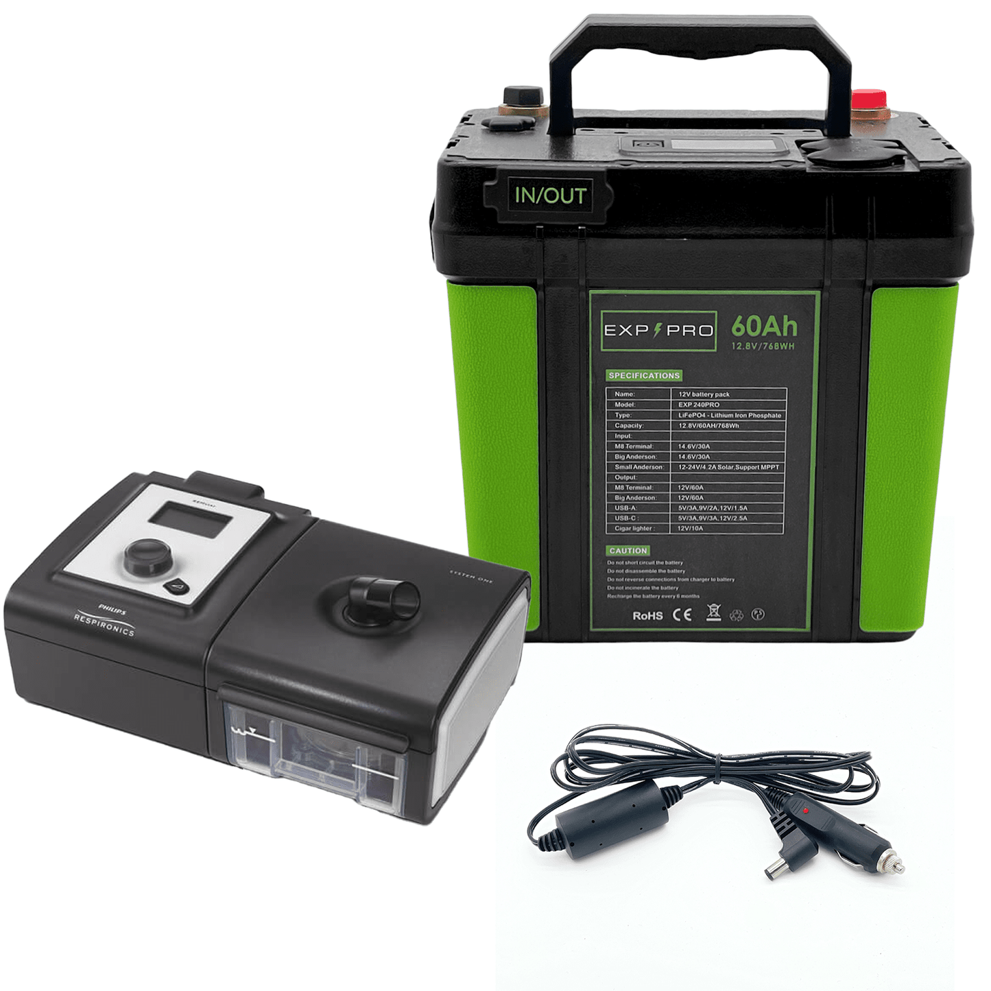 EXP240PRO CPAP Battery with DC Cord | Portable Solar Rechargeable LiFePO4 Battery - Solar Power Lifestyle - Little Red General Store