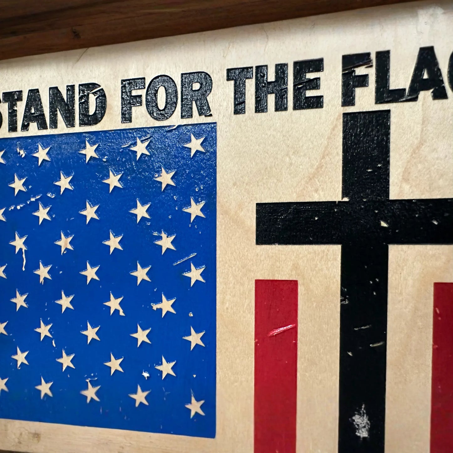 American Flag Hidden Gun Storage Cabinet - Stand For The Flag, Kneel For The Cross Concealed Gun Storage