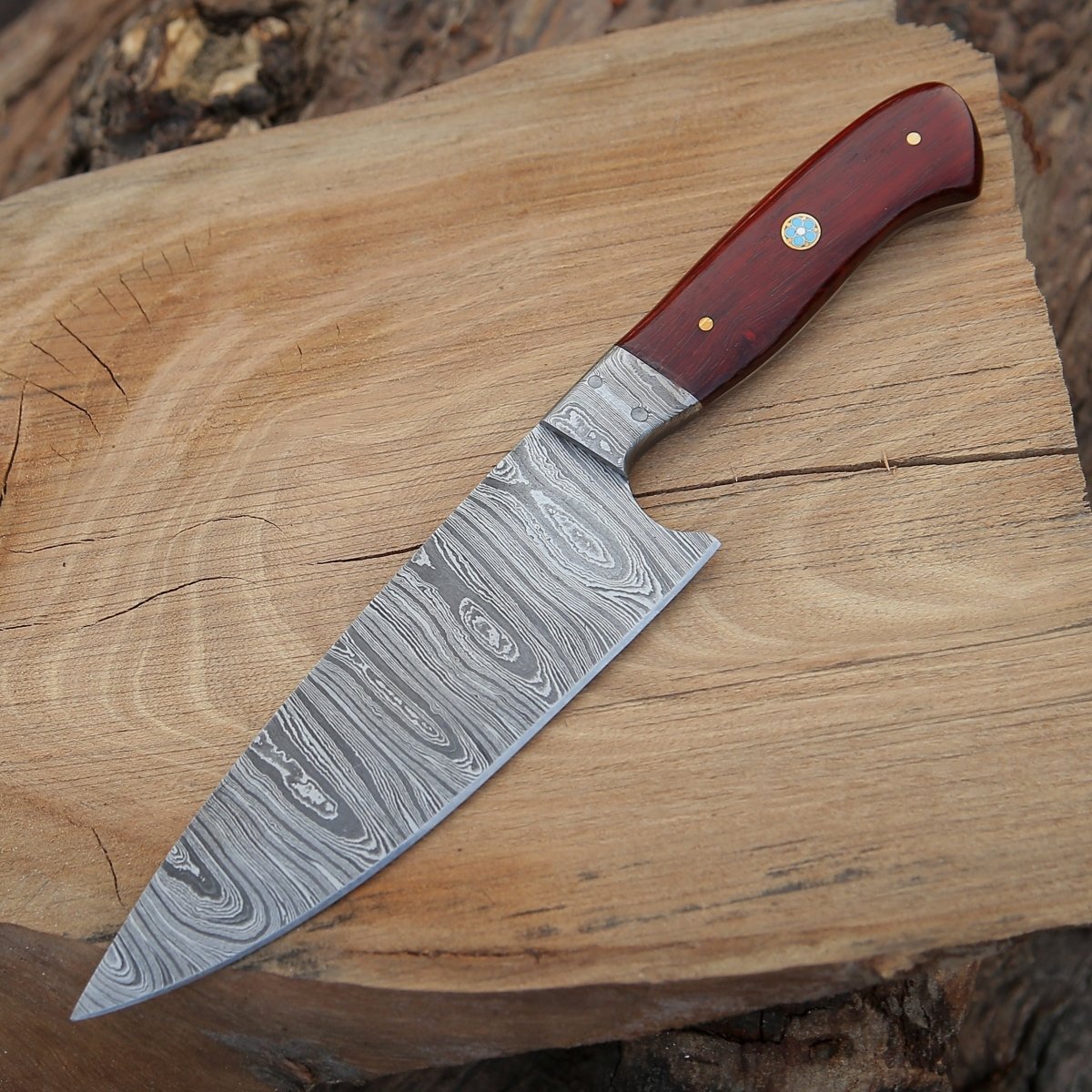 Stellar Chef's Knife with Exotic Red Heart Wood Handle