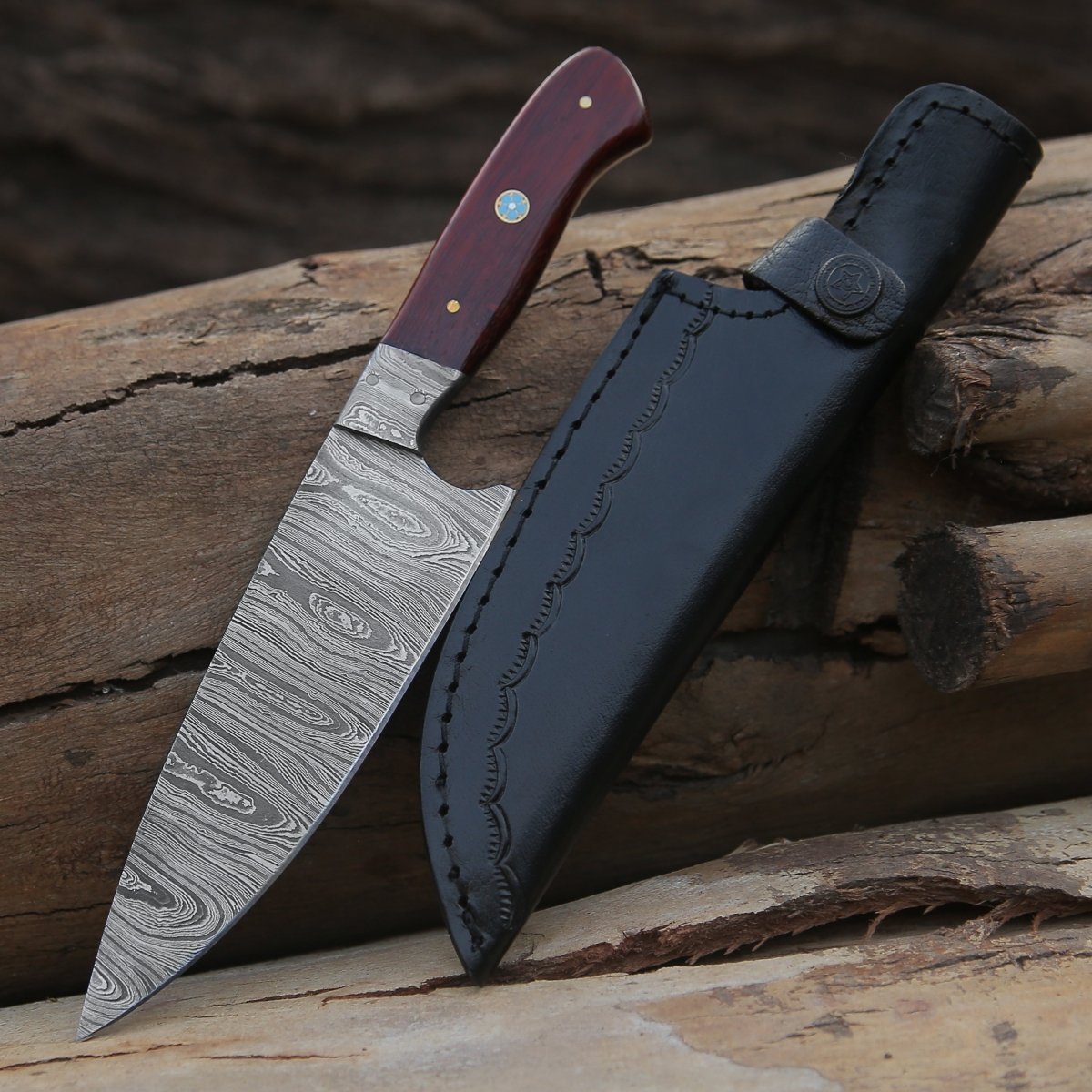 Stellar Chef's Knife with Exotic Red Heart Wood Handle
