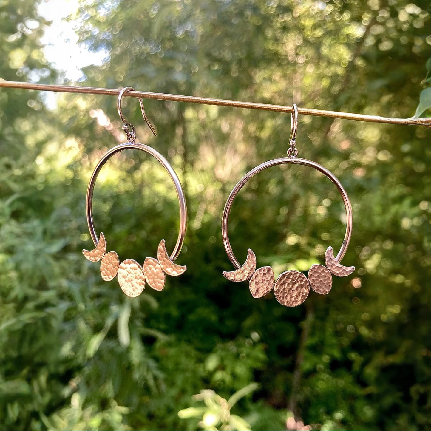 Moon Phase Hoop Earrings in Sterling Silver
