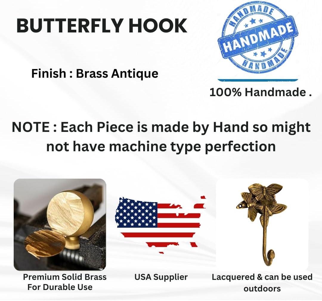 Brass Butterfly Hook - Antique Brass - Stylentdecor - Little Red General Store