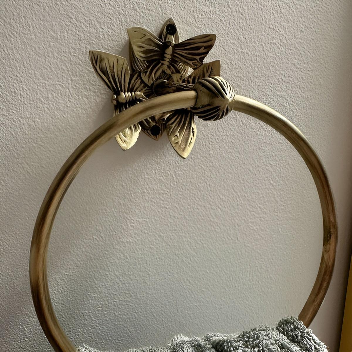 Brass Butterfly Towel Ring - Antique Brass - Stylentdecor - Little Red General Store