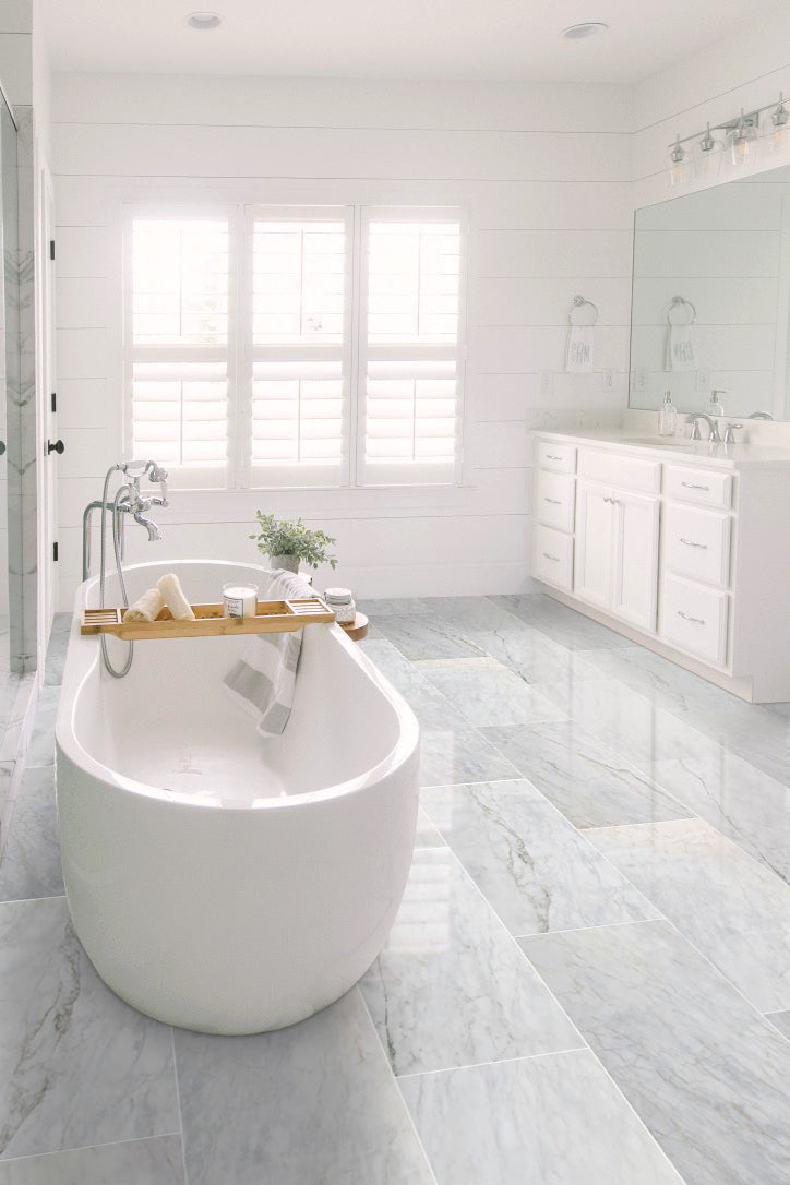 Sugar White Marble Polished Floor and Wall Tile - Large Format - Livfloors Collection