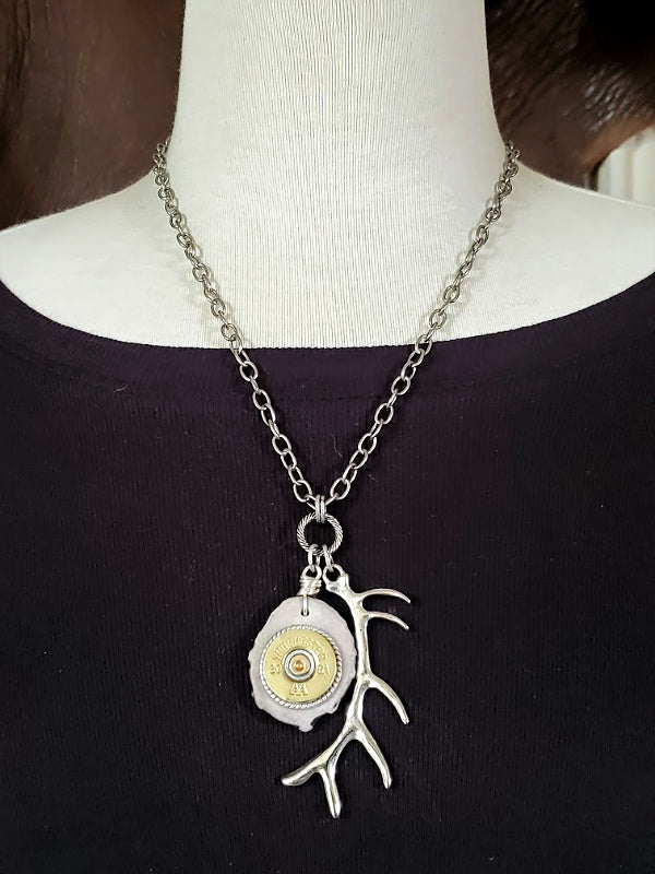 Antler Jewelry - Antler Slice Shotshell Bullet Necklace - SureShot Jewelry - Little Red General Store