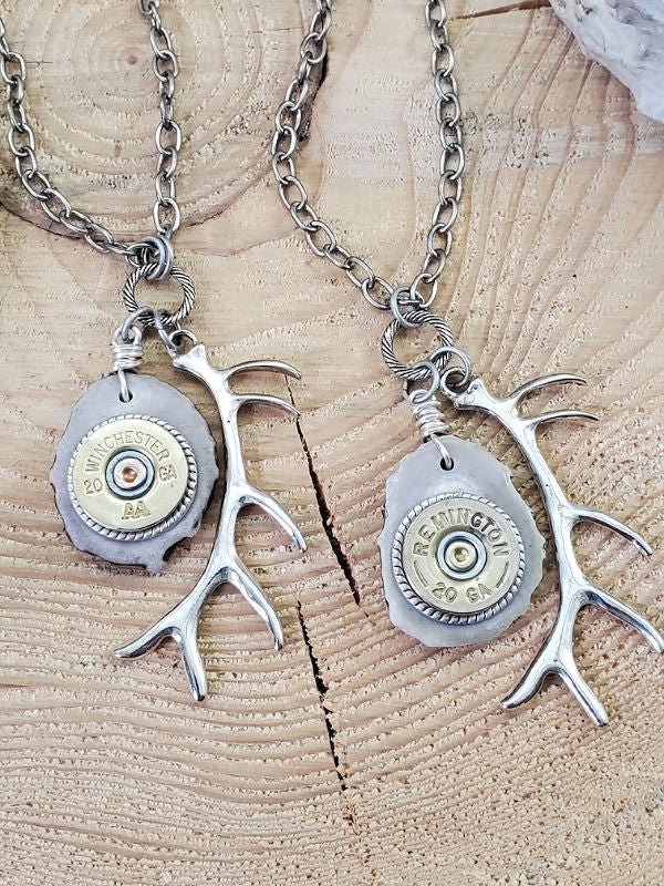 Antler Jewelry - Antler Slice Shotshell Bullet Necklace - SureShot Jewelry - Little Red General Store