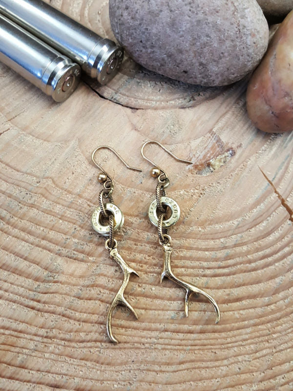 Antler Charm Silver Bullet Earrings - SureShot Jewelry - Little Red General Store