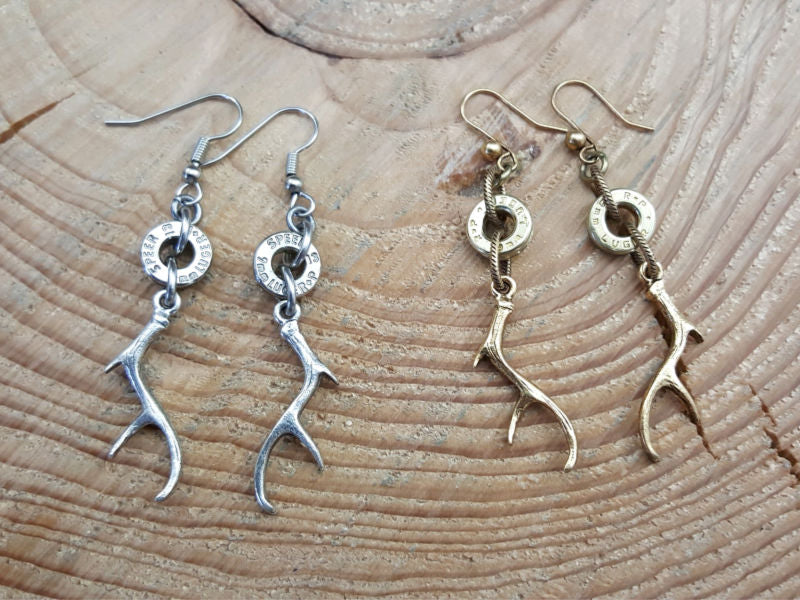 Antler Charm Silver Bullet Earrings - SureShot Jewelry - Little Red General Store