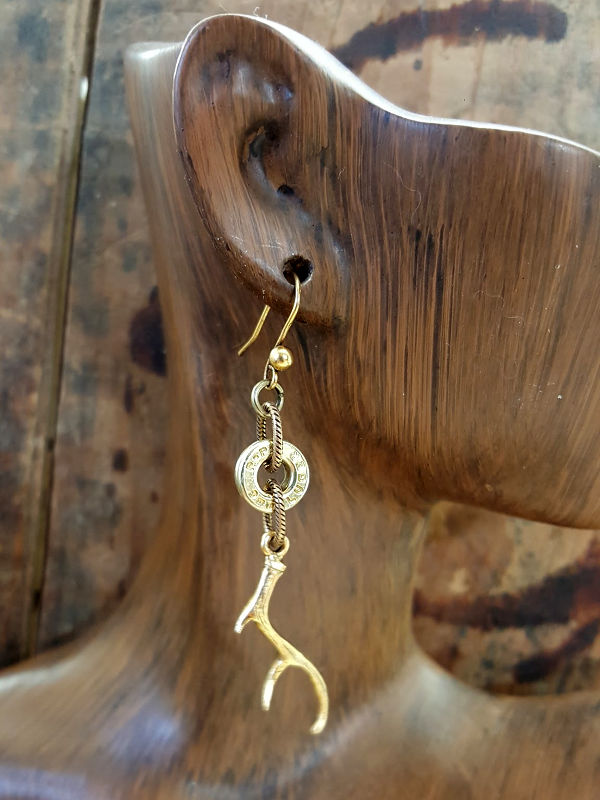 Antler Charm Silver Bullet Earrings - SureShot Jewelry - Little Red General Store