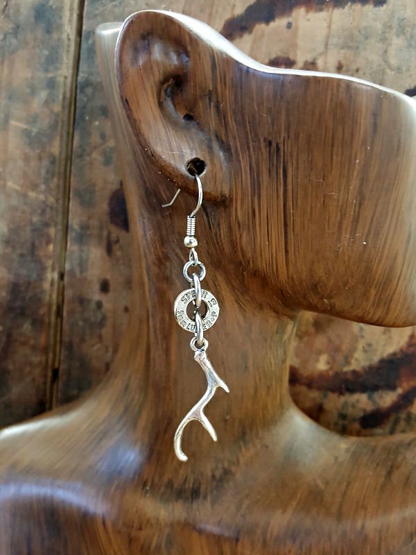 Antler Charm Silver Bullet Earrings - SureShot Jewelry - Little Red General Store