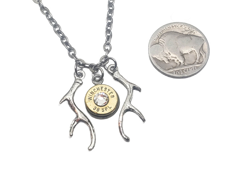 Petite Double Antler Bullet Necklace - SureShot Jewelry - Little Red General Store