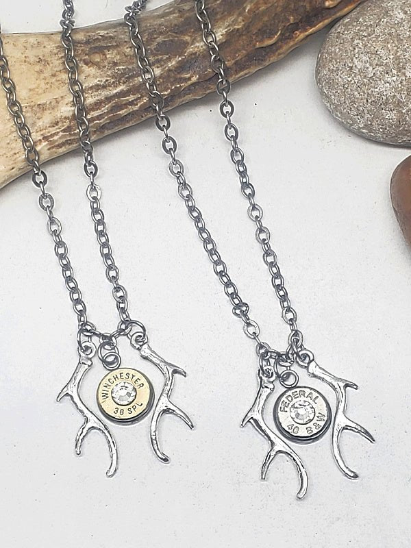Petite Double Antler Bullet Necklace - SureShot Jewelry - Little Red General Store