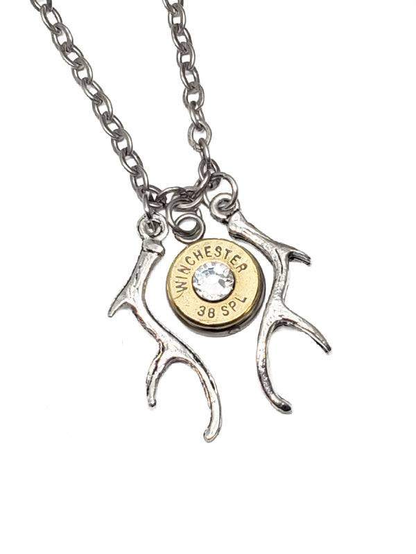 Petite Double Antler Bullet Necklace - SureShot Jewelry - Little Red General Store