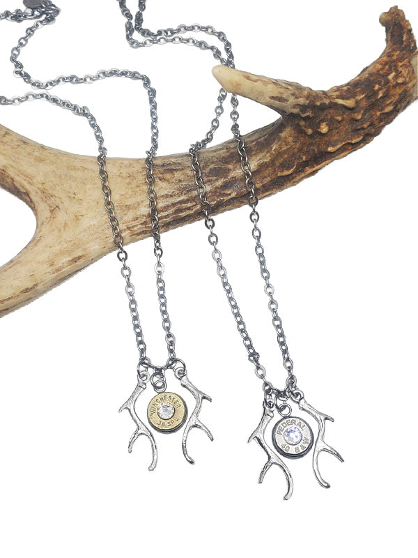 Petite Double Antler Bullet Necklace - SureShot Jewelry - Little Red General Store