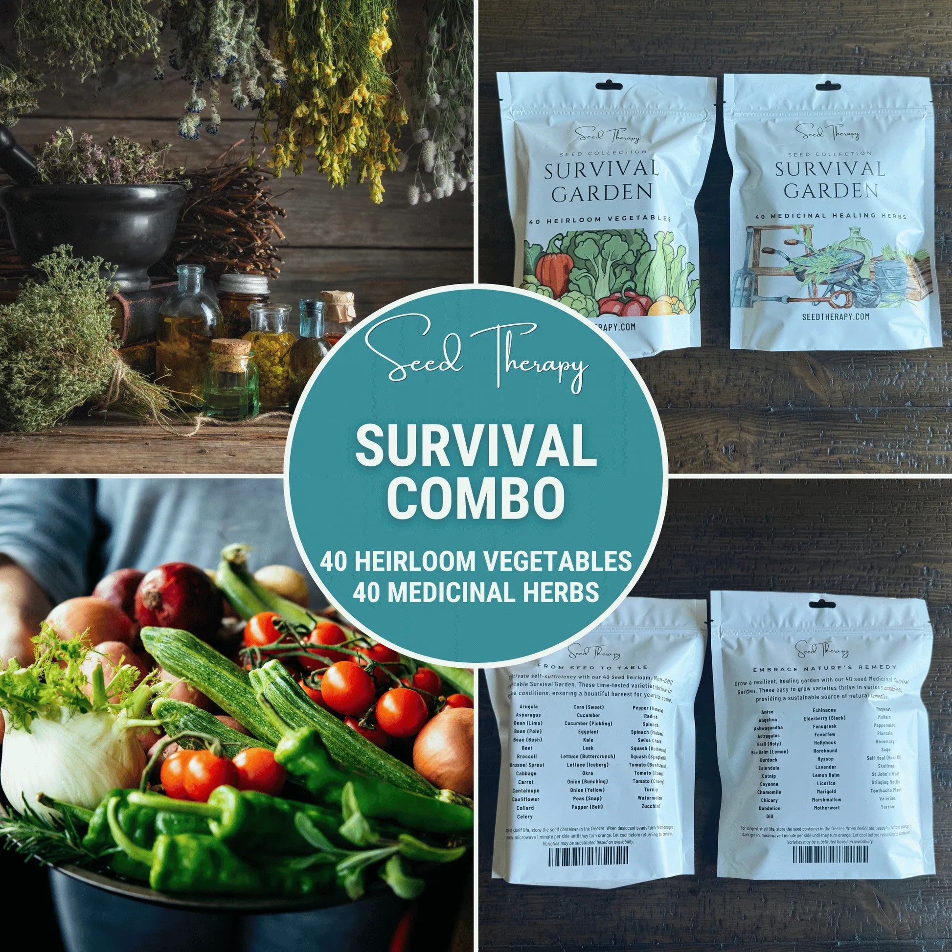 Survival Garden Combo – 40 Vegetable & 40 Medicinal Herb Varieties