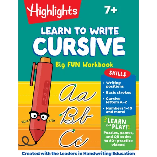 Learn to Write Cursive Big Fun Workbook: 110-Page Cursive Handwriting Workbook, Step-By-Step Instructions for Cursive Writing Practice, Learn Cursive