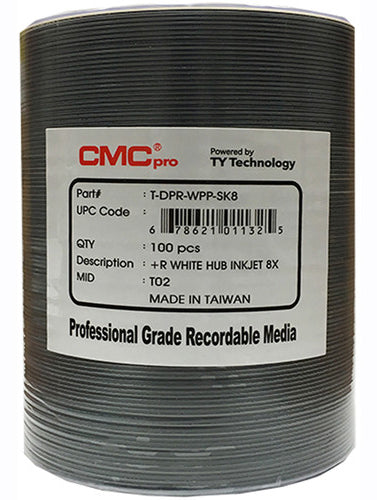 CMC Pro Taiyo Yuden 8X DVD+R 4.7GB White Inkjet Hub Printable [Discontinued]