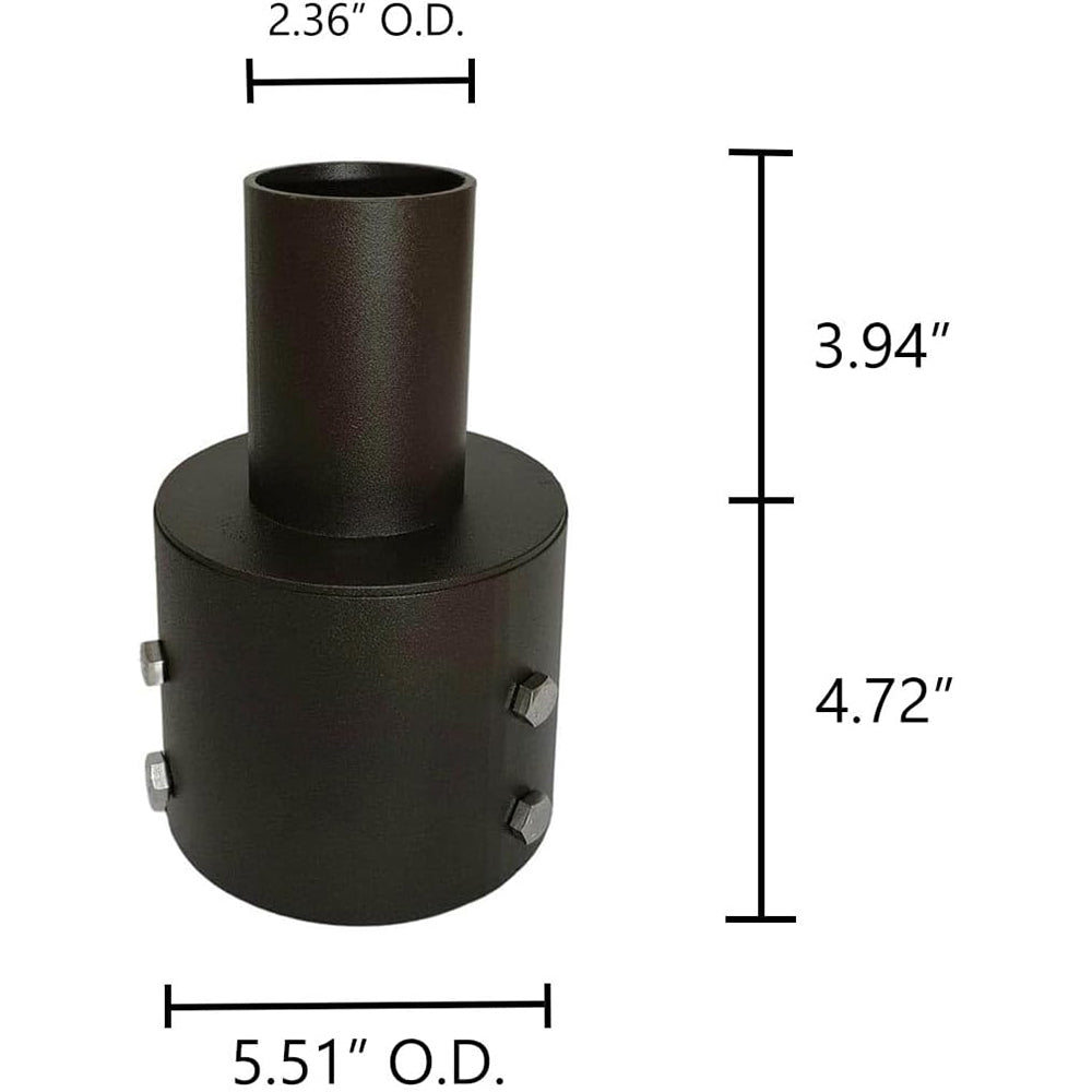 Tenon Adapter for 5 Inch Round Light Pole,Top Pole Tenon with 2 3/8" Slip Fit Mount,Round Pole Bracket Tenon Adaptor for Led Parking Lot Pole Lights