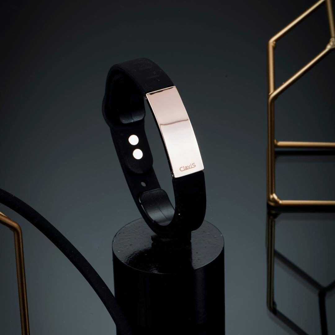 Tera High Power Gauss Magnetic Therapy Bracelet - Black Band Rose Gold