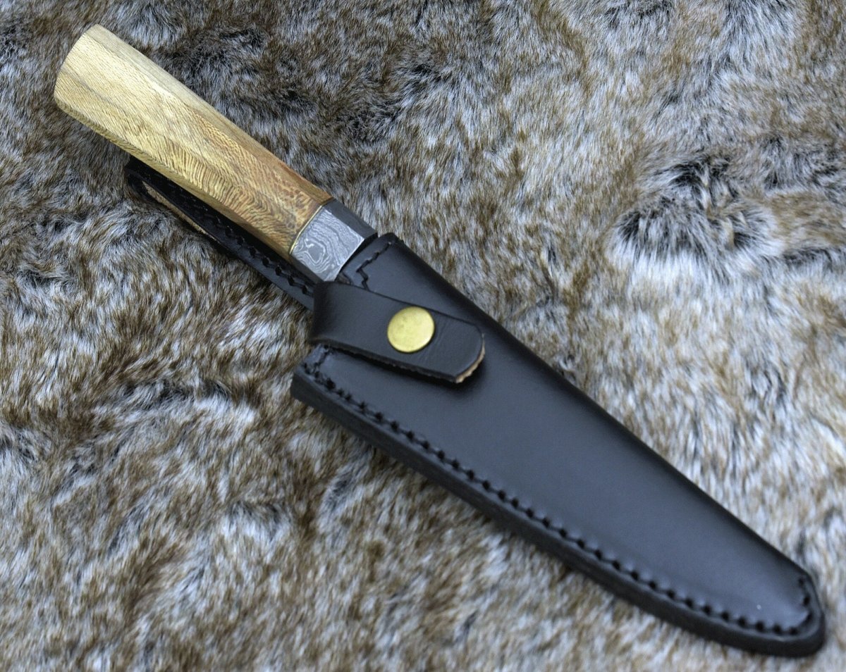 Terra Damascus Chef Knife with Exotic Leopard Wood Handle
