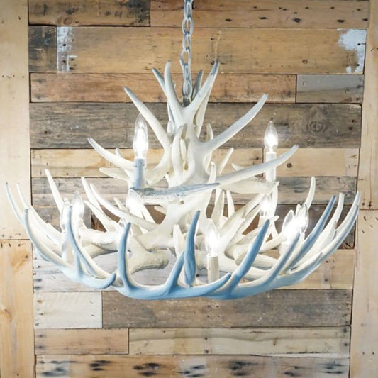 Whitetail 15 White Antler Chandelier - The Cabin Place - Little Red General Store