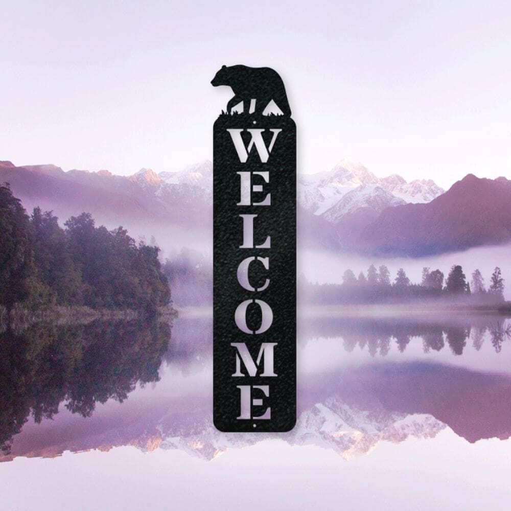 Bear Metal Welcome Sign - The Cabin Place - Little Red General Store