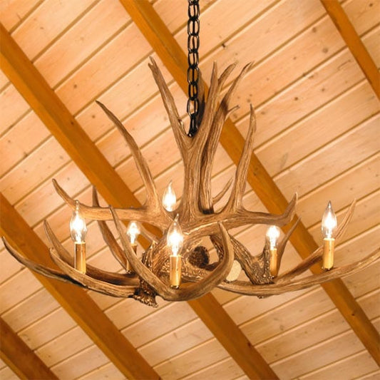 Mule Deer 6 Antler Chandelier - The Cabin Place - Little Red General Store