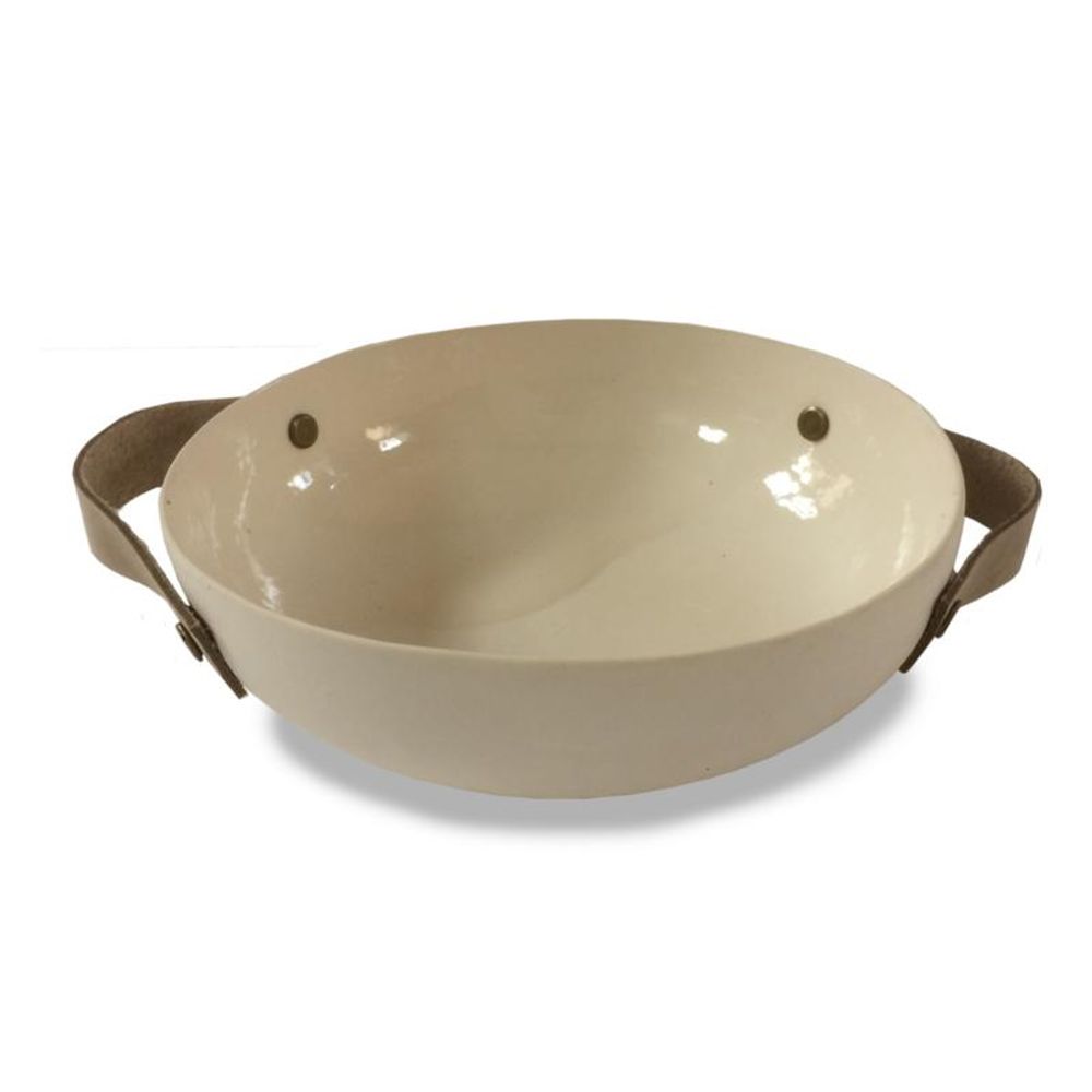BOWL - HANDMADE WITH LEATHER HANDLES - 17CM - The Groovalution - Little Red General Store