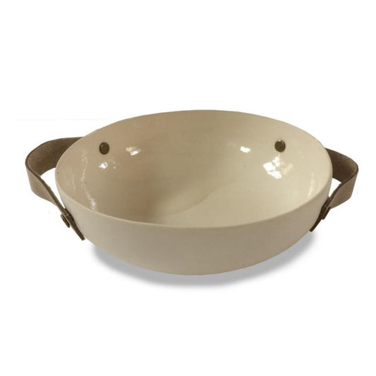 BOWL - HANDMADE WITH LEATHER HANDLES - 17CM - The Groovalution - Little Red General Store
