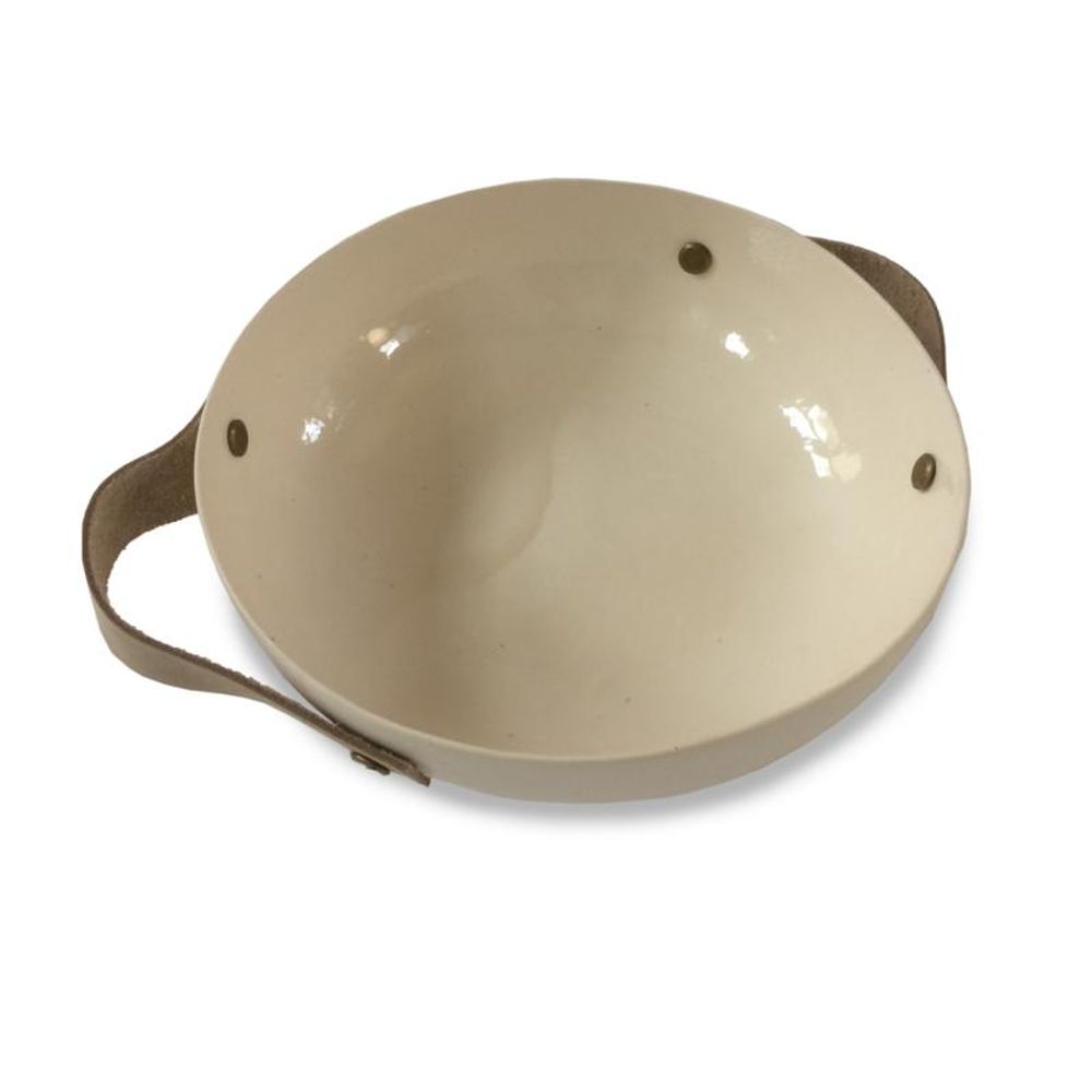 BOWL - HANDMADE WITH LEATHER HANDLES - 17CM - The Groovalution - Little Red General Store