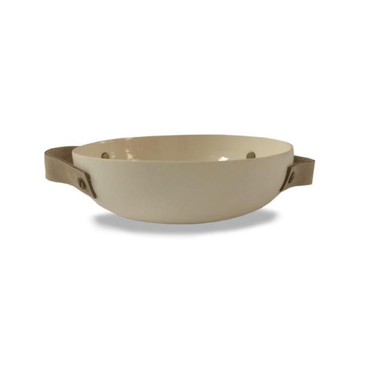 BOWL - HANDMADE WITH LEATHER HANDLES - 17CM - The Groovalution - Little Red General Store