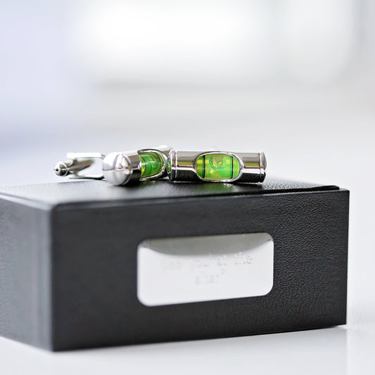 Spirit Level Cufflinks with Engraved Box - The Groovalution - Little Red General Store