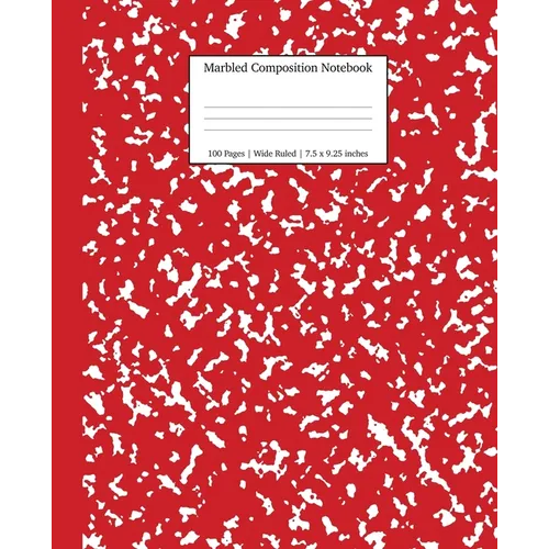 Marbled Composition Notebook: Red Marble Wide Ruled Paper Subject Book