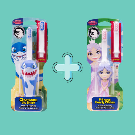 Shark & Princess Smile Duo - Toothbrush Toys - Little Red General Store