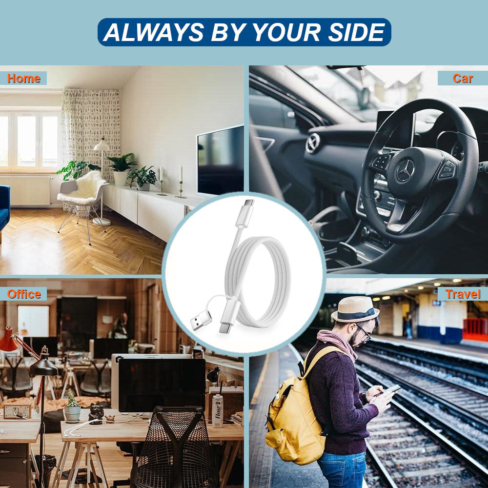 2 - in - 1 USB - C to USB - C Braided Cable with USB - A Adapter (3.3FT/60W) - Top - Up - Smart charging solutions - Little Red General Store