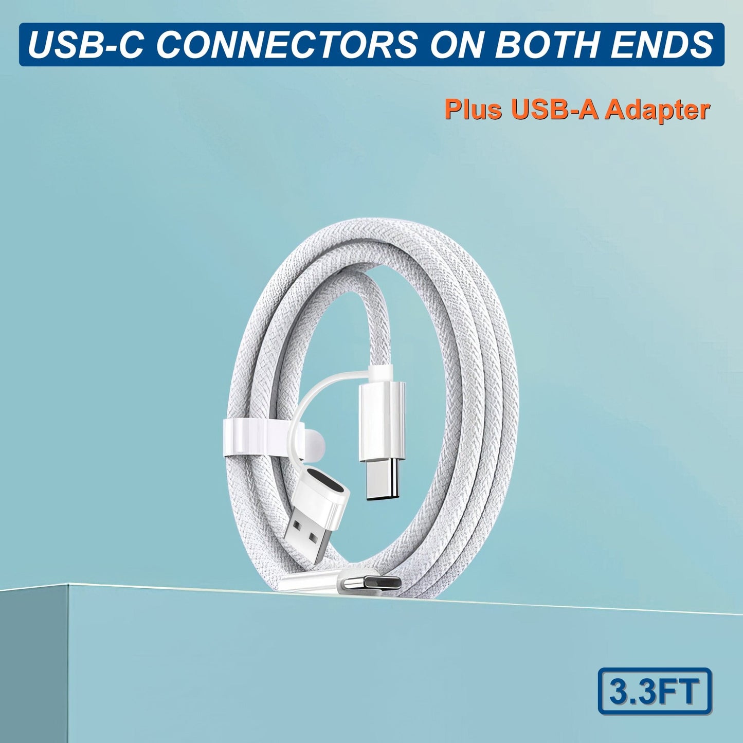 2 - in - 1 USB - C to USB - C Braided Cable with USB - A Adapter (3.3FT/60W) - Top - Up - Smart charging solutions - Little Red General Store