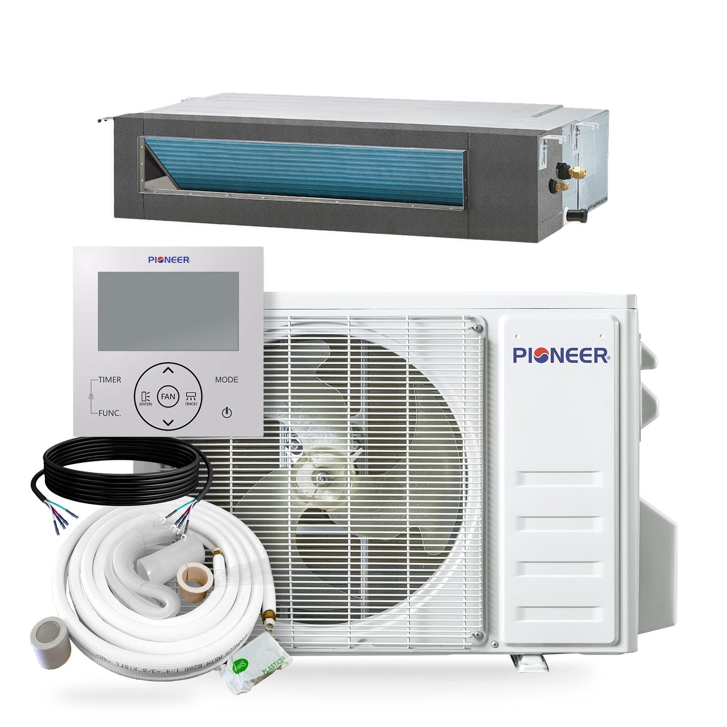 Pioneer® Quantum Ultra™ 9,000 BTU 20.5 SEER2 230V Ceiling Concealed Ducted Mini-Split Air Conditioner Inverter Heat Pump Full Set