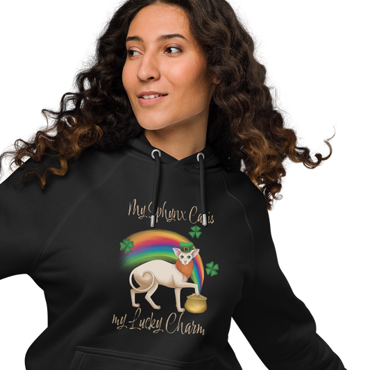 "MY SPHYNX IS MY LUCKY CHARM" WOMEN'S ECO HOODIE