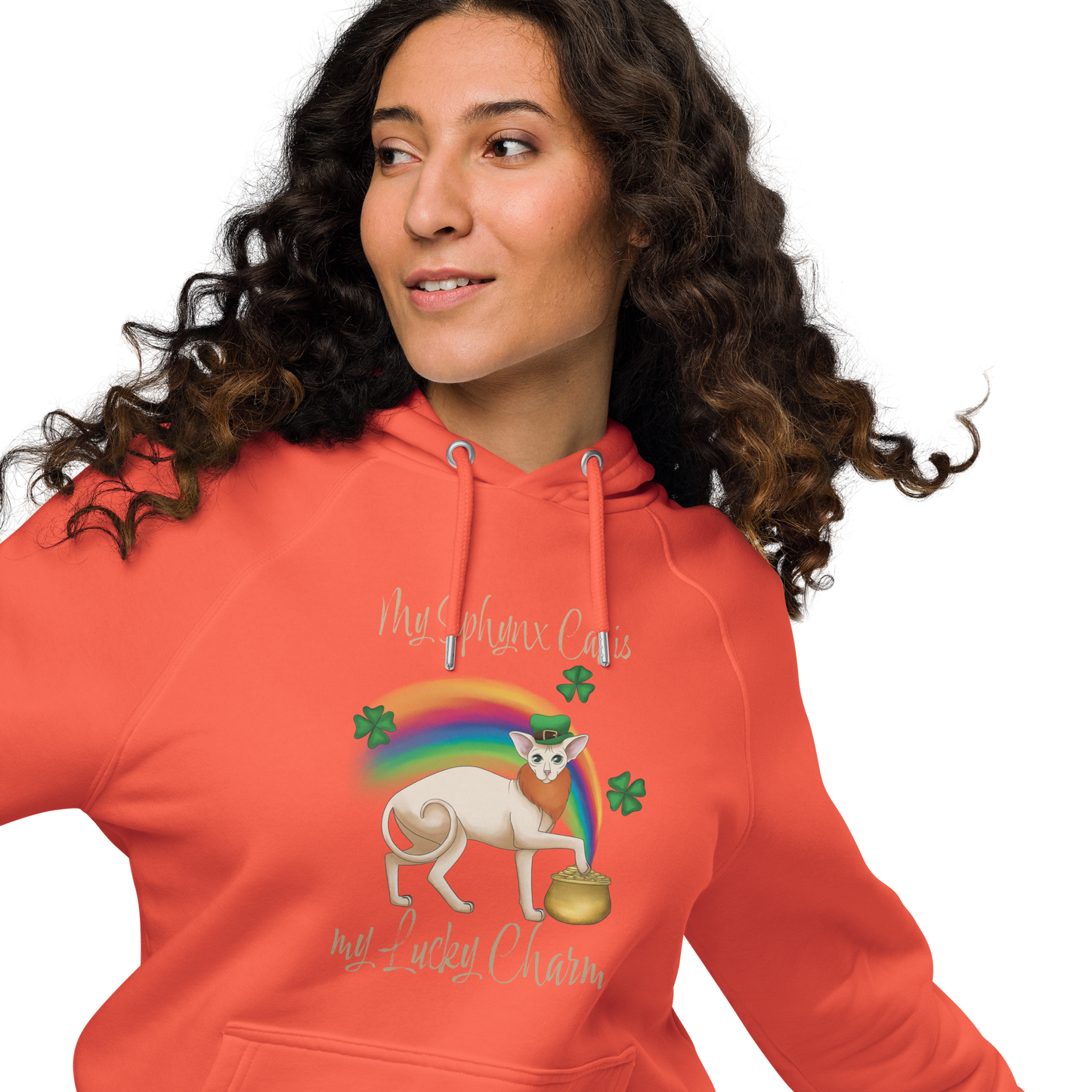 "MY SPHYNX IS MY LUCKY CHARM" WOMEN'S ECO HOODIE