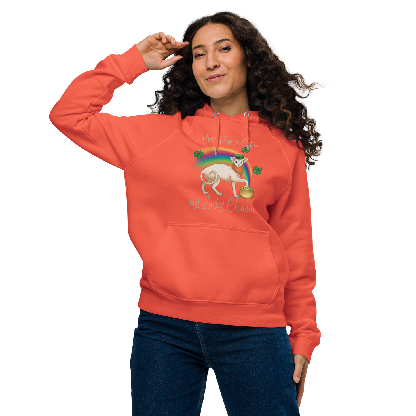 "MY SPHYNX IS MY LUCKY CHARM" WOMEN'S ECO HOODIE