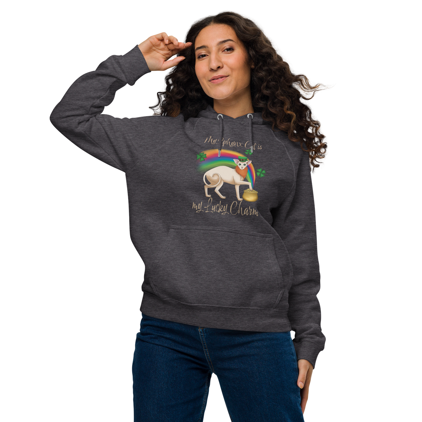 "MY SPHYNX IS MY LUCKY CHARM" WOMEN'S ECO HOODIE