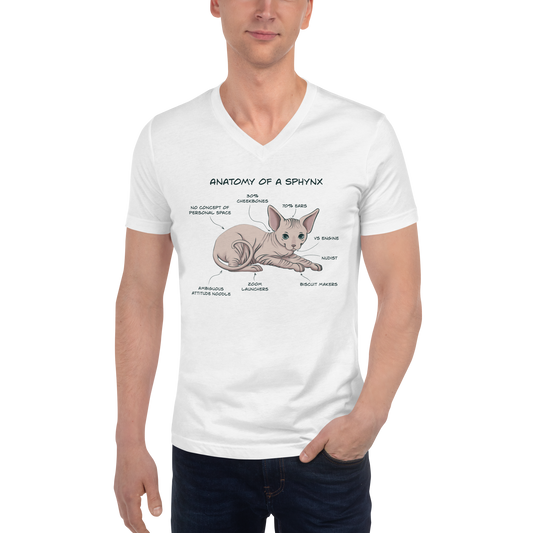 "ANATOMY OF A SPHYNX" UNISEX V-NECK TEE